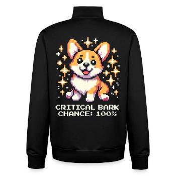 Kritische Bell-Chance: 100% | Corgi Humor - Unisex Organic Zip Sweatshirt von Stanley/Stella - Schwarz - Hinten - AI Model Male 185 light (185cm)
