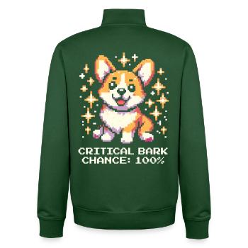 Kritische Bell-Chance: 100% | Corgi Humor - Unisex Organic Zip Sweatshirt von Stanley/Stella - Flaschengrün - Hinten - AI Model Male 185 dark (185cm)