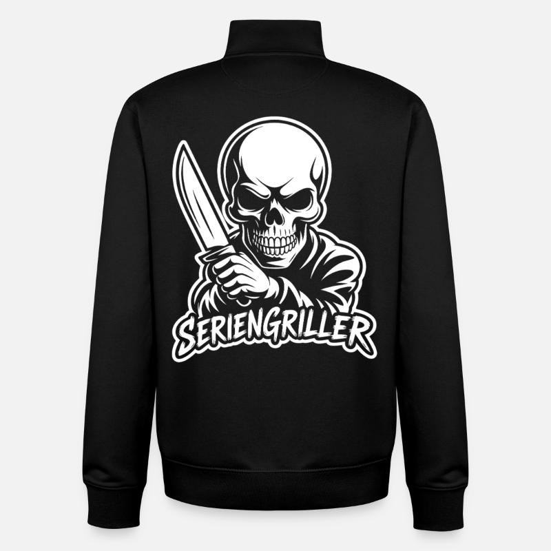 Série Griller - Squelette avec couteau - Sweat zippé unisexe en coton bio Stanley/Stella - noir