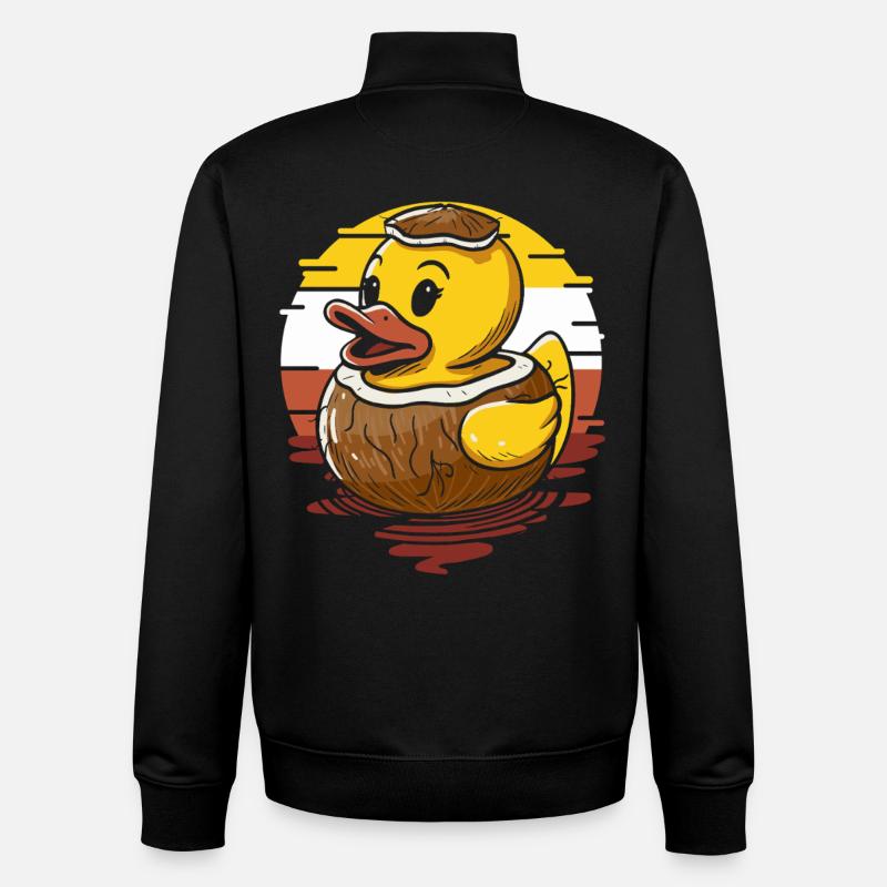 Cute duckling on coconut - Unisex Organic Zip Sweatshirt by Stanley/Stella - black