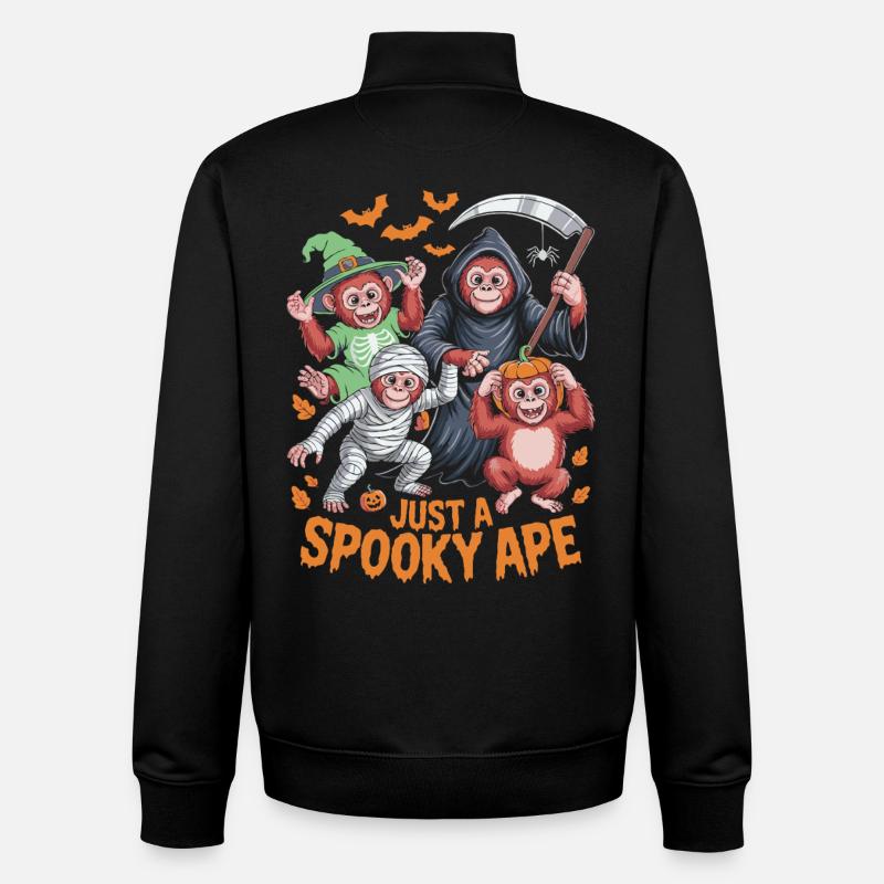 Spectacle de singes hantés pour Halloween - Sweat zippé unisexe en coton bio Stanley/Stella - noir