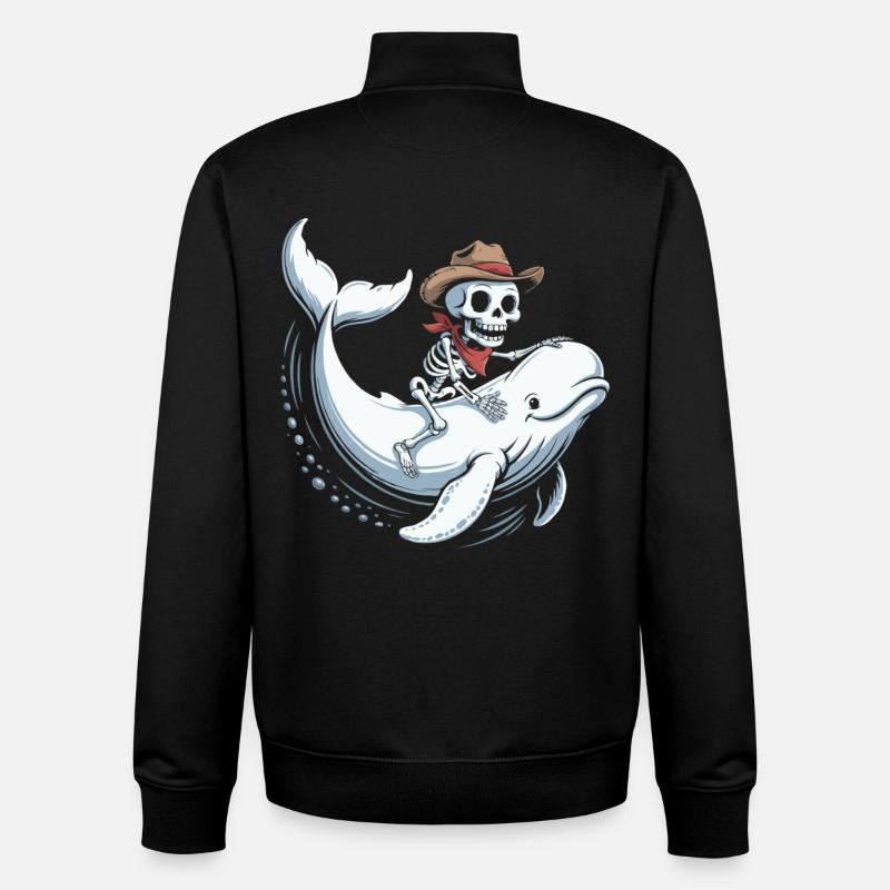 Crâne de cow-boy sur béluga - Sweat zippé unisexe en coton bio Stanley/Stella - noir