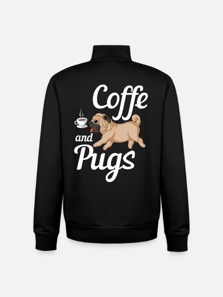 Coffee and Pugs Tee - Unisex Organic Zip Sweatshirt by Stanley/Stella - black