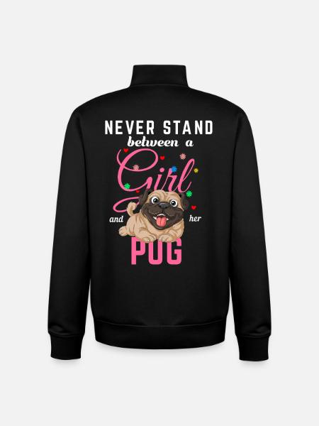 Fille et son carlin - Sweat zippé unisexe en coton bio Stanley/Stella - noir