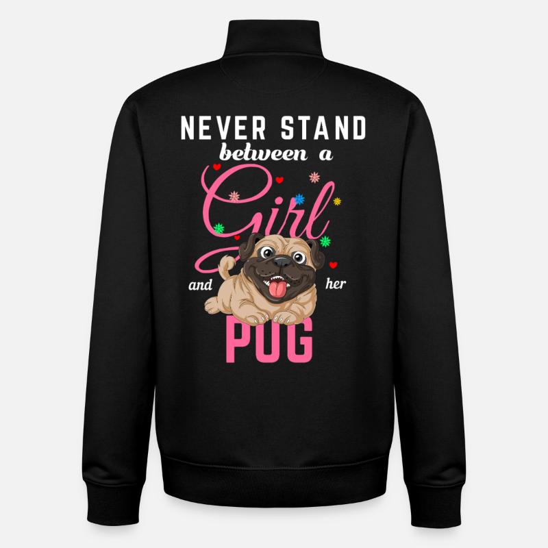 Fille et son carlin - Sweat zippé unisexe en coton bio Stanley/Stella - noir