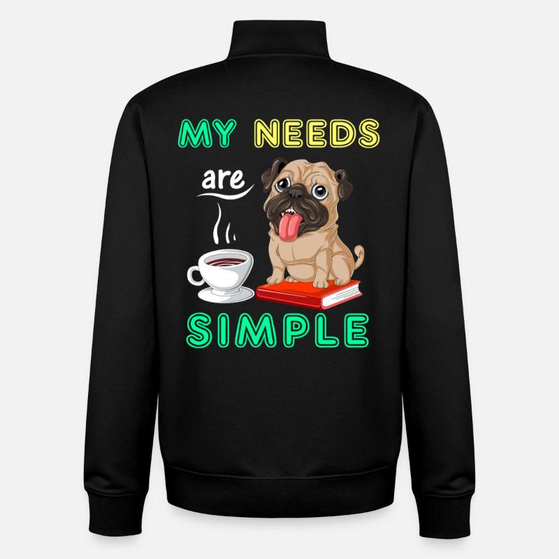 Mops Bücher Kaffeeshirt - Unisex Organic Zip Sweatshirt von Stanley/Stella - Schwarz
