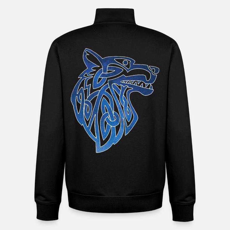 Viking wolf and starry sky - Unisex Organic Zip Sweatshirt by Stanley/Stella - black