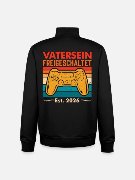 Werdender Papa VATERSEIN FREIGESCHALTET 2026 - Unisex Organic Zip Sweatshirt von Stanley/Stella - Schwarz