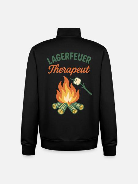 Campfire Therapist Camping Adventure Camper - Unisex Organic Zip Sweatshirt by Stanley/Stella - black