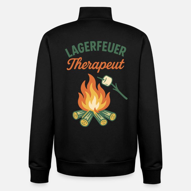 Campfire Therapist Camping Adventure Camper - Unisex Organic Zip Sweatshirt by Stanley/Stella - black