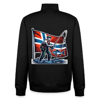 Norway Angler Fishing - Sweat zippé unisexe en coton bio Stanley/Stella - noir - Dos - AI Model Male 185 light (185cm)