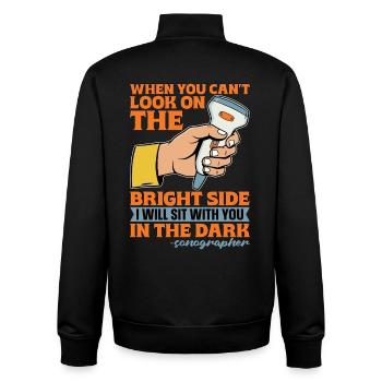 Échographiste : quand vous ne pouvez pas regarder le technicien en échographie - Sweat zippé unisexe en coton bio Stanley/Stella - noir - Dos - AI Model Male 185 light (185cm)
