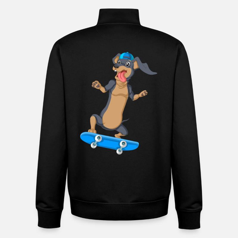 T-shirt de skateboard teckel - Sweat zippé unisexe en coton bio Stanley/Stella - noir