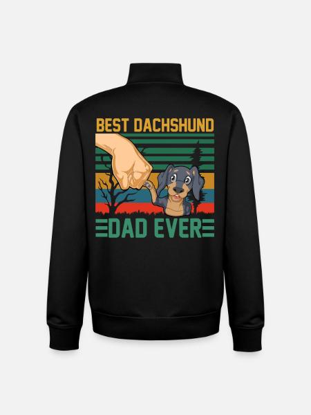Best Dachshund Dad Fathers Day - Unisex Organic Zip Sweatshirt by Stanley/Stella - black