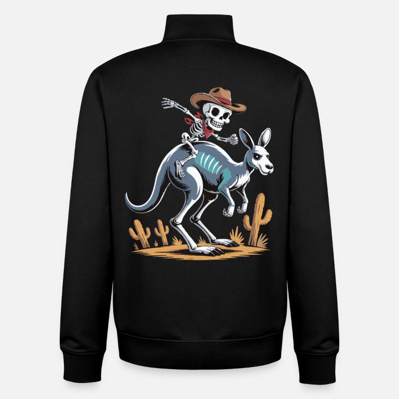 Cowboy squelette cavalier sur kangourou - Sweat zippé unisexe en coton bio Stanley/Stella - noir