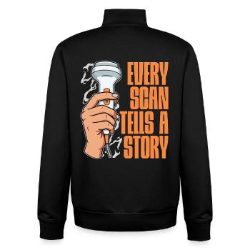Sonographer Every Scan Tells A Story Sonography - Unisex Organic Zip Sweatshirt by Stanley/Stella - black - Back - AI Model Male 185 light (185cm)