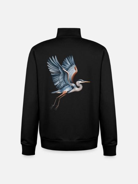 Elegant heron with outstretched wings - Unisex Organic Zip Sweatshirt by Stanley/Stella - black