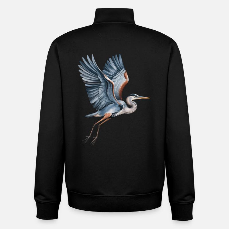 Héron élégant aux ailes déployées - Sweat zippé unisexe en coton bio Stanley/Stella - noir