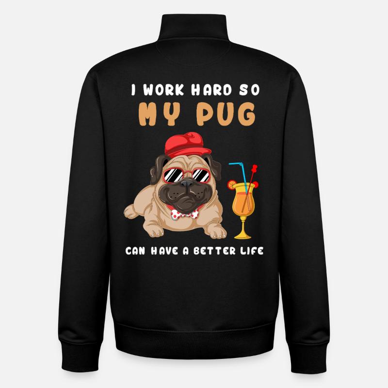 Ich arbeite hart, mein Mops - Unisex Organic Zip Sweatshirt von Stanley/Stella - Schwarz