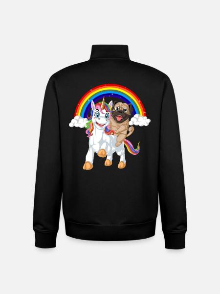 Pug Riding Unicorn - Unisex Organic Zip Sweatshirt by Stanley/Stella - black