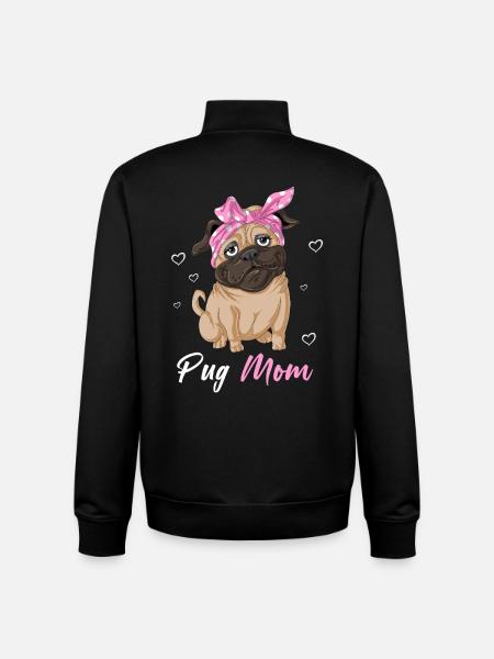 Pug Mom Mothers Day Tee - Unisex Organic Zip Sweatshirt by Stanley/Stella - black