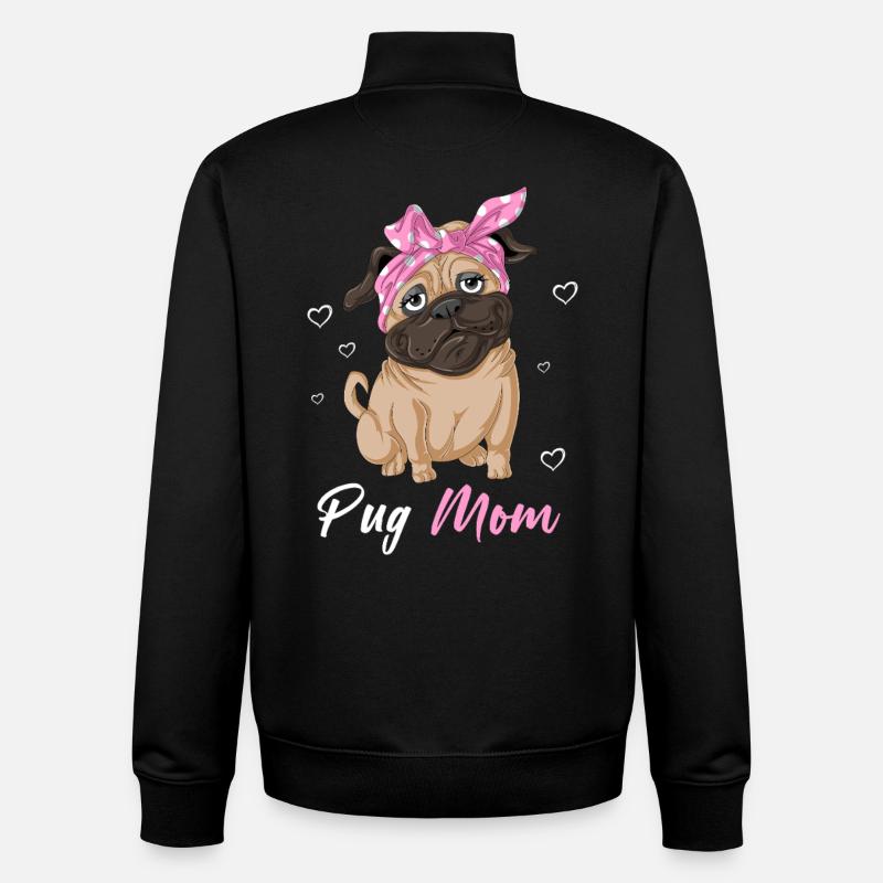 Pug Mom Mothers Day Tee - Unisex Organic Zip Sweatshirt by Stanley/Stella - black