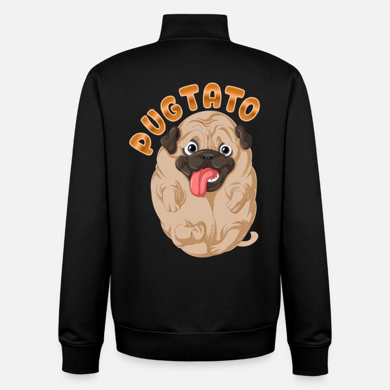 Pugtato Carlin Patate Drôle - Sweat zippé unisexe en coton bio Stanley/Stella - noir