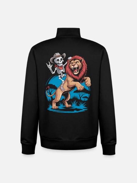 Lions and Skeleton Adventure Design - Unisex Organic Zip Sweatshirt by Stanley/Stella - black
