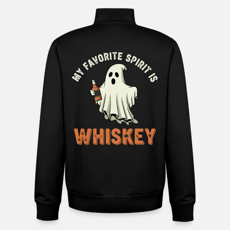 Ghost with Whiskey Bottle - Unisex Organic Zip Sweatshirt by Stanley/Stella - black