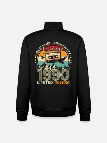 35th Birthday Cassette October Year 1990 - Unisex Organic Zip Sweatshirt by Stanley/Stella - black