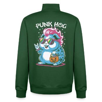 Déguisement de cochon d’Inde hamster punk - Sweat zippé unisexe en coton bio Stanley/Stella - vert bouteille - Dos - AI Model Male 185 dark (185cm)