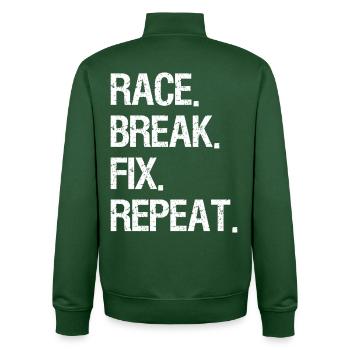 Race It Break It Fix It Repeat Shirt Fun Biker - Sweat zippé unisexe en coton bio Stanley/Stella - vert bouteille - Dos - AI Model Male 185 dark (185cm)