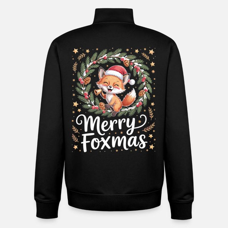 T-shirt de Noël Funny Fox - Sweat zippé unisexe en coton bio Stanley/Stella - noir