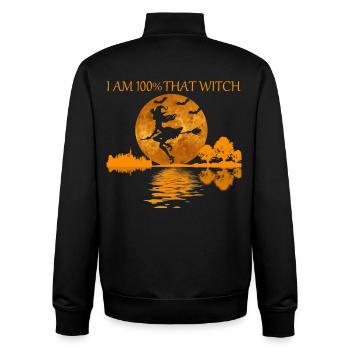100 Prozent diese Hexe - Unisex Organic Zip Sweatshirt von Stanley/Stella - Schwarz - Hinten - AI Model Male 185 light (185cm)