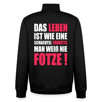 Das Leben ist wie Tourette Spruch - Unisex Organic Zip Sweatshirt von Stanley/Stella - Schwarz - Hinten - AI Model Male 185 light (185cm)