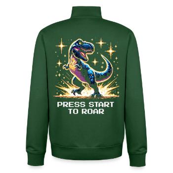 Start drücken zum Brüllen | Dinosaurier, Retro - Unisex Organic Zip Sweatshirt von Stanley/Stella - Flaschengrün - Hinten - AI Model Male 185 dark (185cm)