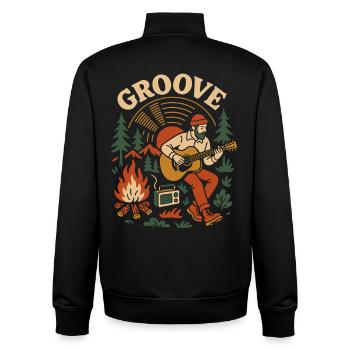 Groove Retro Vinyl Record Music Vibes - Unisex Organic Zip Sweatshirt by Stanley/Stella - black - Back - AI Model Male 185 light (185cm)
