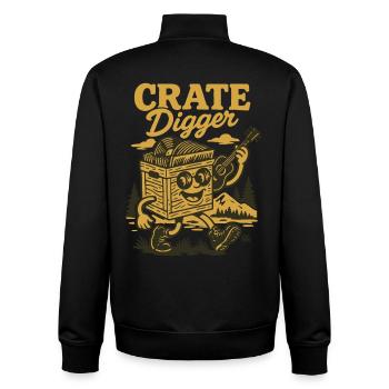 Crate Digger Disque vinyle Amateurs de musique - Sweat zippé unisexe en coton bio Stanley/Stella - noir - Dos - AI Model Male 185 light (185cm)