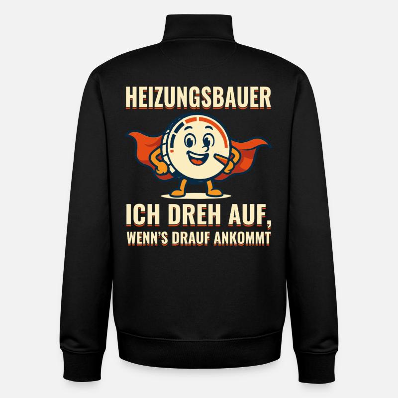 Heizungsbauer Superheld Motiv - Unisex Organic Zip Sweatshirt von Stanley/Stella - Schwarz