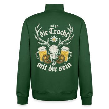 May the traditional costume be with you - Marquee & Fun - Unisex Organic Zip Sweatshirt by Stanley/Stella - bottle green - Back - AI Model Male 185 dark (185cm)
