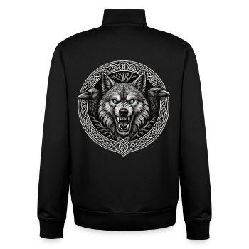 Fenrir Wolf mit Odins Raben Hugin und Munin Viking - Unisex Organic Zip Sweatshirt von Stanley/Stella - Schwarz - Hinten - AI Model Male 185 light (185cm)