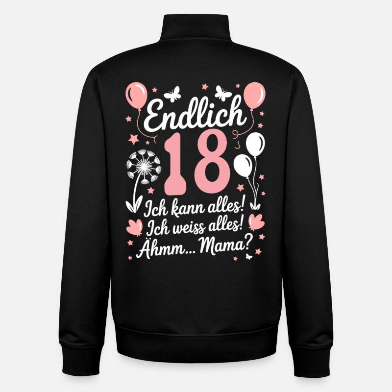 18 år gammel 18-årsdag - Unisex genser med glidelås i økologisk bomull Stanley/Stella - svart