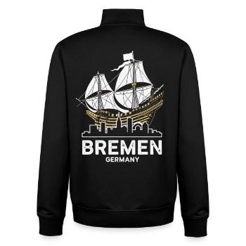 Historische Bremer Hansekogge & Skyline - Unisex Organic Zip Sweatshirt von Stanley/Stella - Schwarz - Hinten - AI Model Male 185 light (185cm)