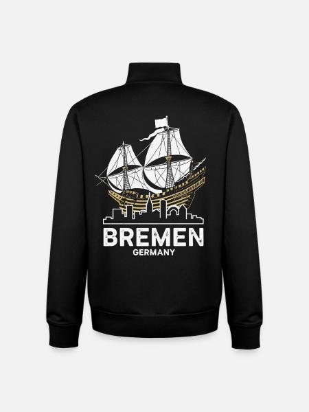 Historic Bremen Hanseatic Cog & Skyline - Unisex Organic Zip Sweatshirt by Stanley/Stella - black