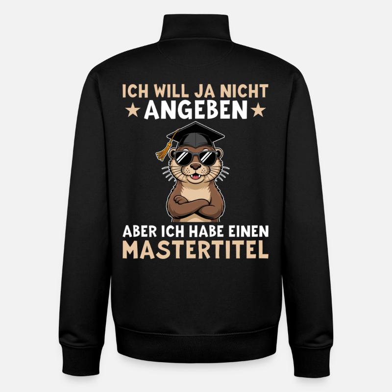 Maîtrise - Loutre avec maîtrise - Sweat zippé unisexe en coton bio Stanley/Stella - noir