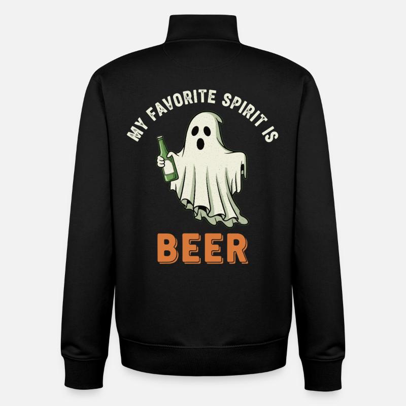 Humorous ghost drink print - Unisex Organic Zip Sweatshirt by Stanley/Stella - black