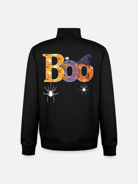 Boo Pattern Halloween - Unisex Organic Zip Sweatshirt by Stanley/Stella - black