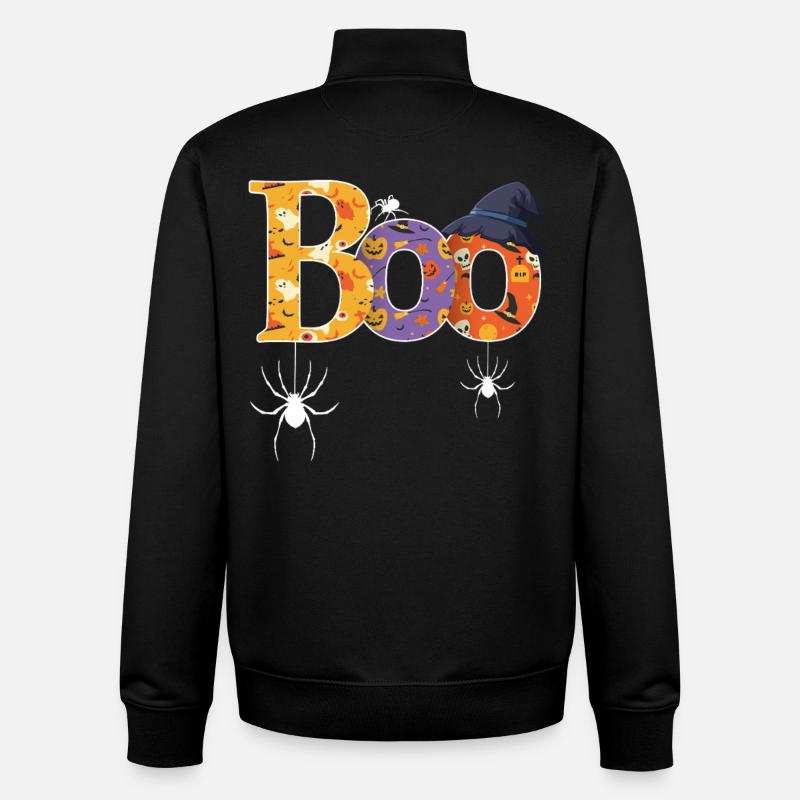 Boo Muster Halloween - Unisex Organic Zip Sweatshirt von Stanley/Stella - Schwarz