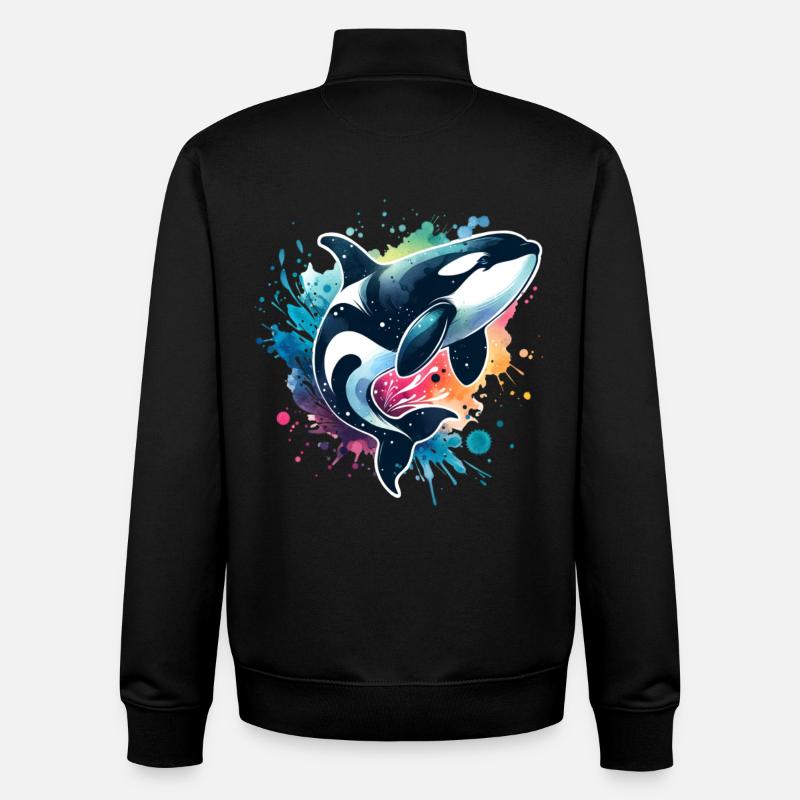 Orque Épaulard - Sweat zippé unisexe en coton bio Stanley/Stella - noir