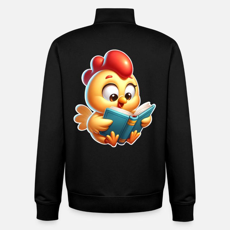 Chicken Reading - Unisex Organic Zip Sweatshirt by Stanley/Stella - black